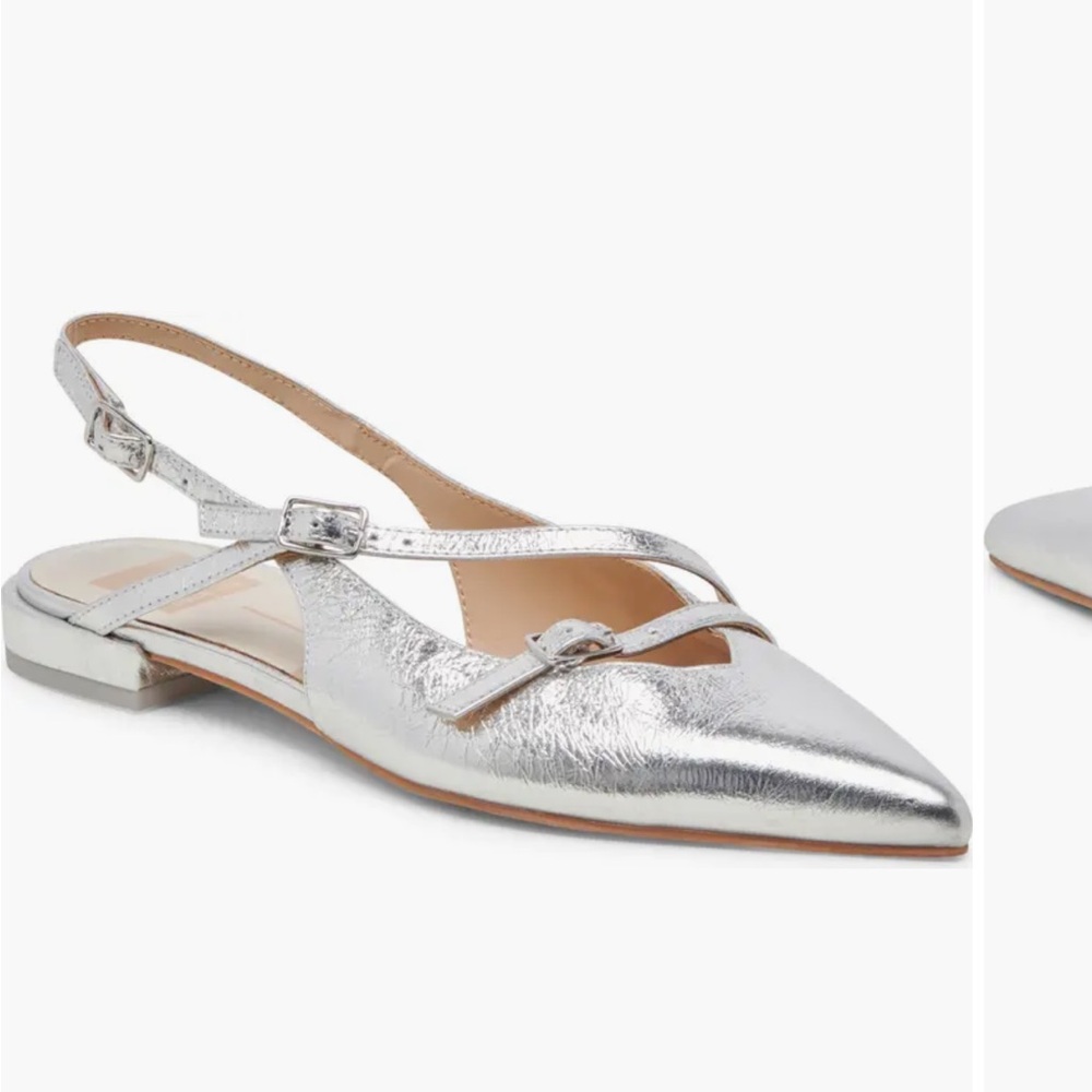 Dolce Vita Metallic Silver Pamla Slingback Flats NWOT